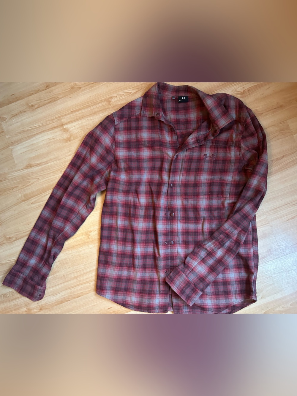 Under Armour Red Gray Plaid Long-Sleeve Shirt